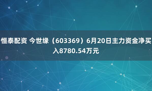 恒泰配资 今世缘（603369）6月20日主力资金净买入8780.54万元